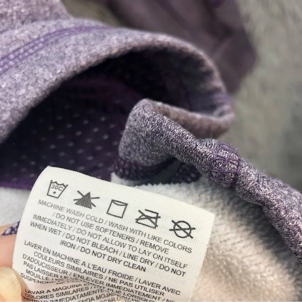 Nike Sweatshirt Womens Large Distressed Spellout Purple Kangaroo Pocket Hoodie